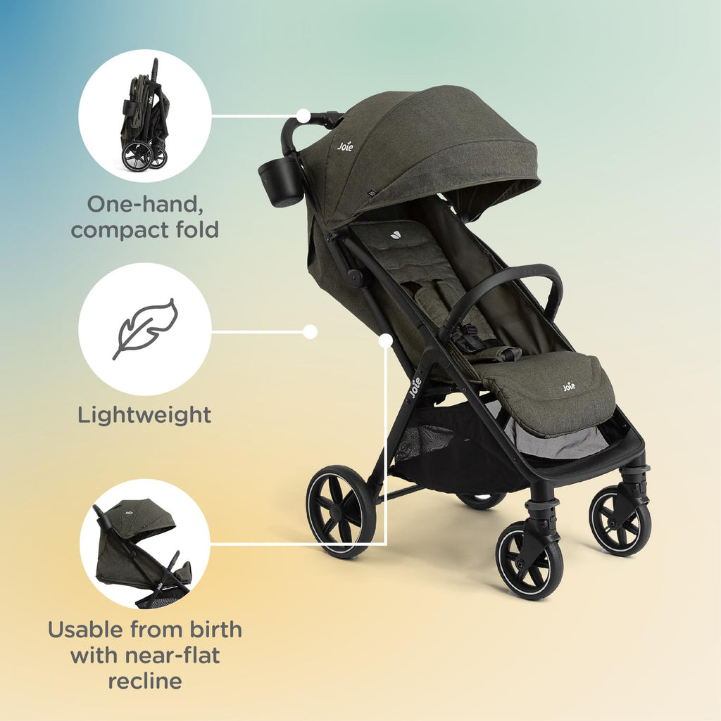Joie Baby Nutmeg Compact Lightweight Travel Stroller, One‑Hand Fold