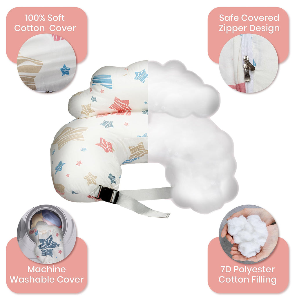 PILLANI Nursing Pillow for Breastfeeding & Bottle Feeding, Original Breast Feeding Pillow for Mom & Baby, Removable Cotton Cover, Adjustable Waist Strap, Baby Girl Boy Essentials Must Haves