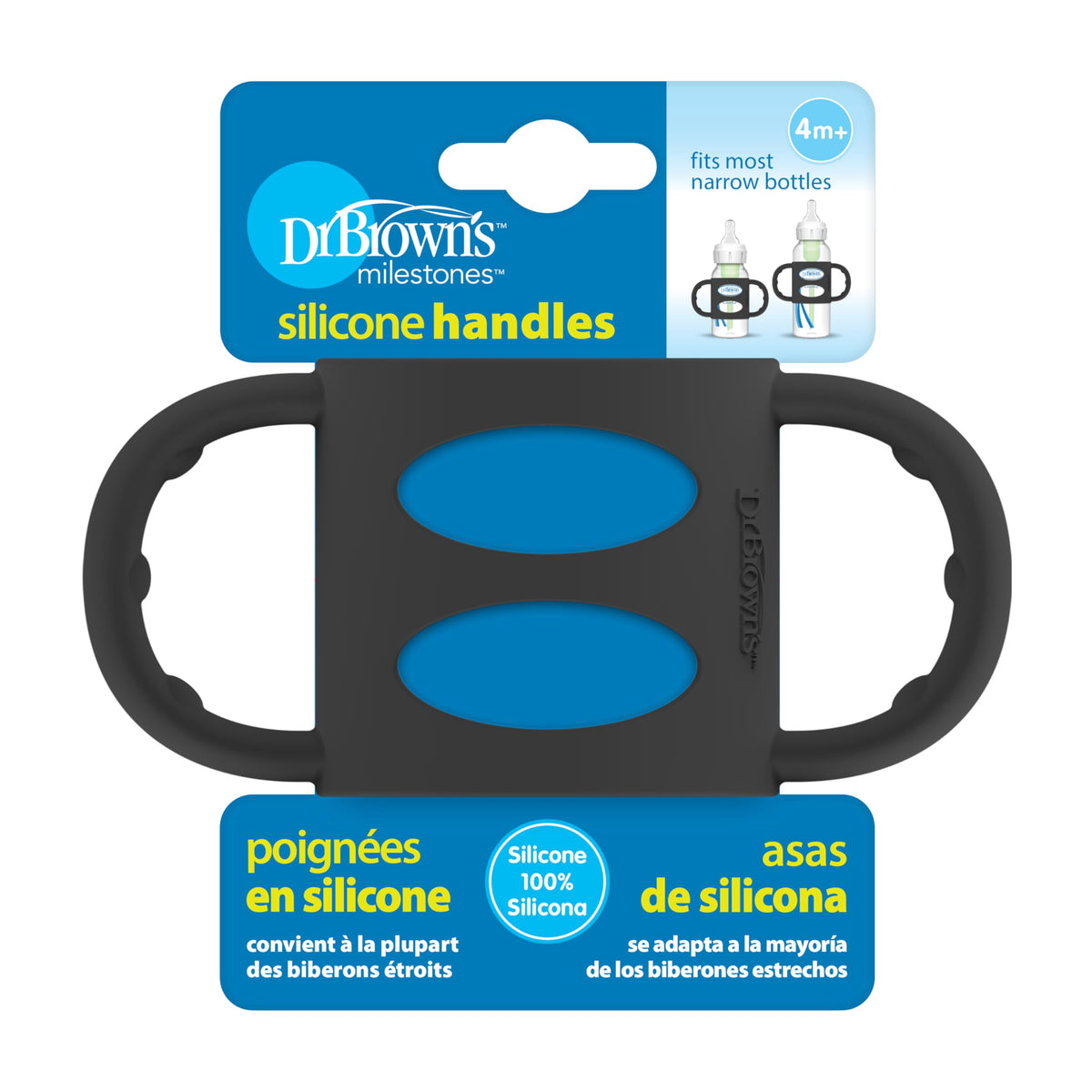 Dr. Brown's Narrow Baby Bottle Handles, Gray, 4m+, 1-Pack