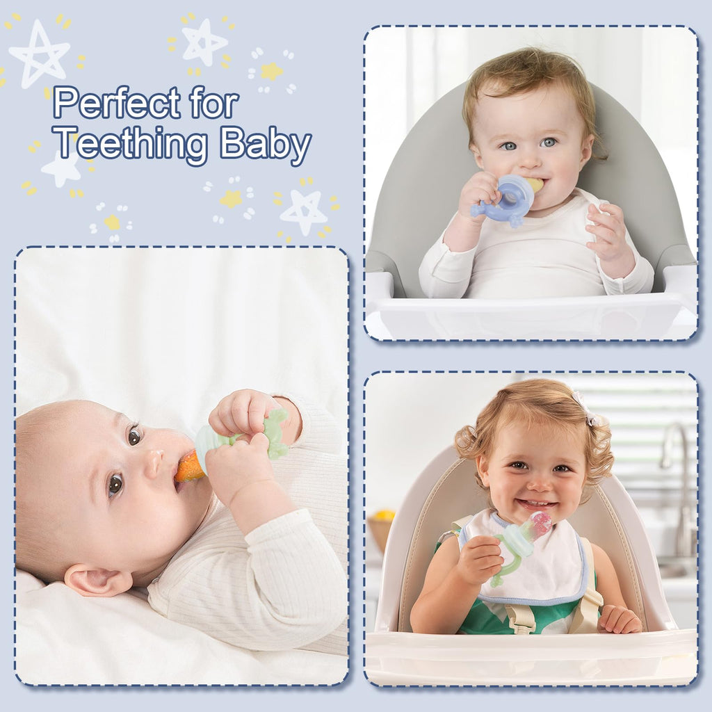 KingKam Breastmilk Popsicle Molds & Baby Fruit Feeder Teether (2 Set)