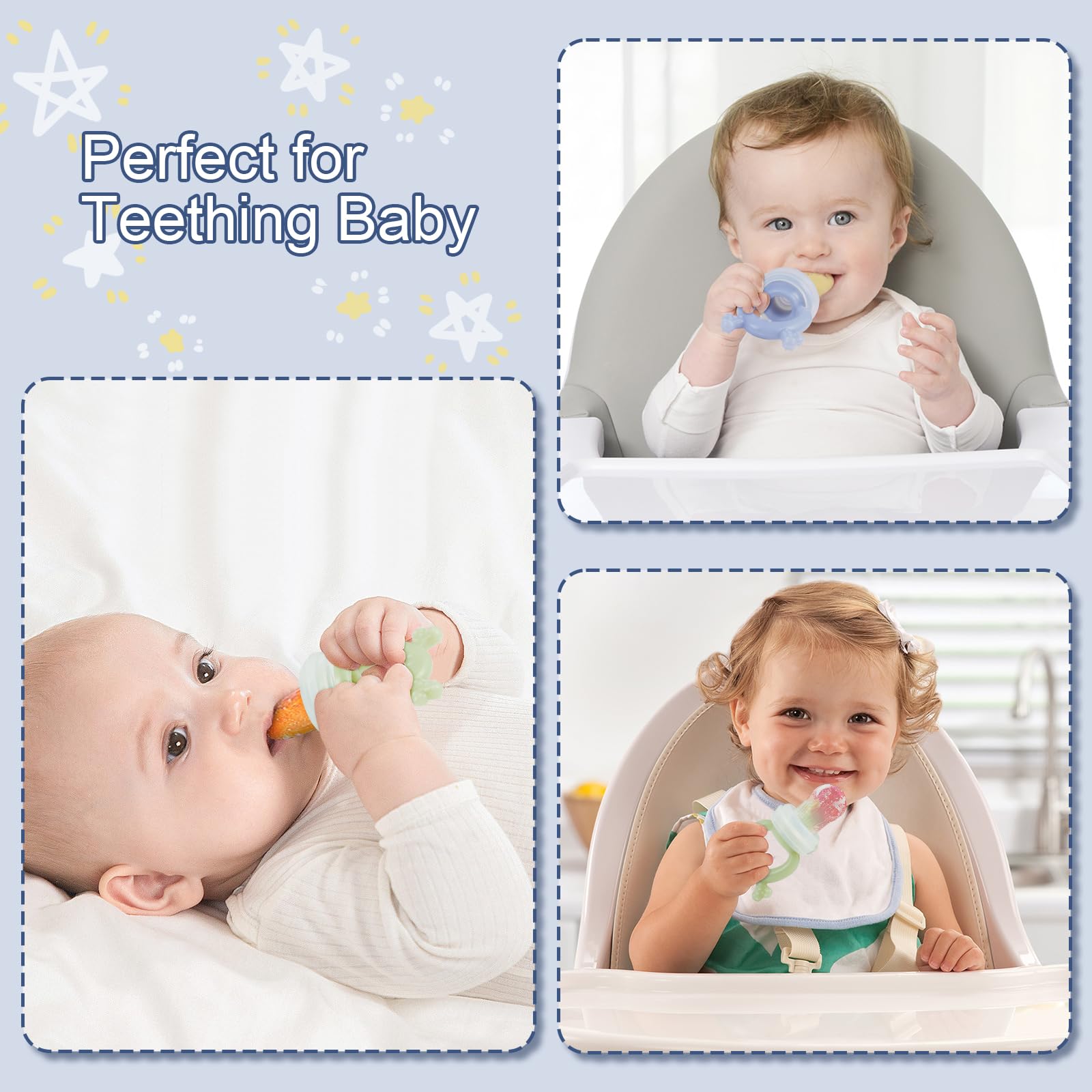 KingKam Breastmilk Popsicle Molds & Baby Fruit Feeder Teether (2 Set)
