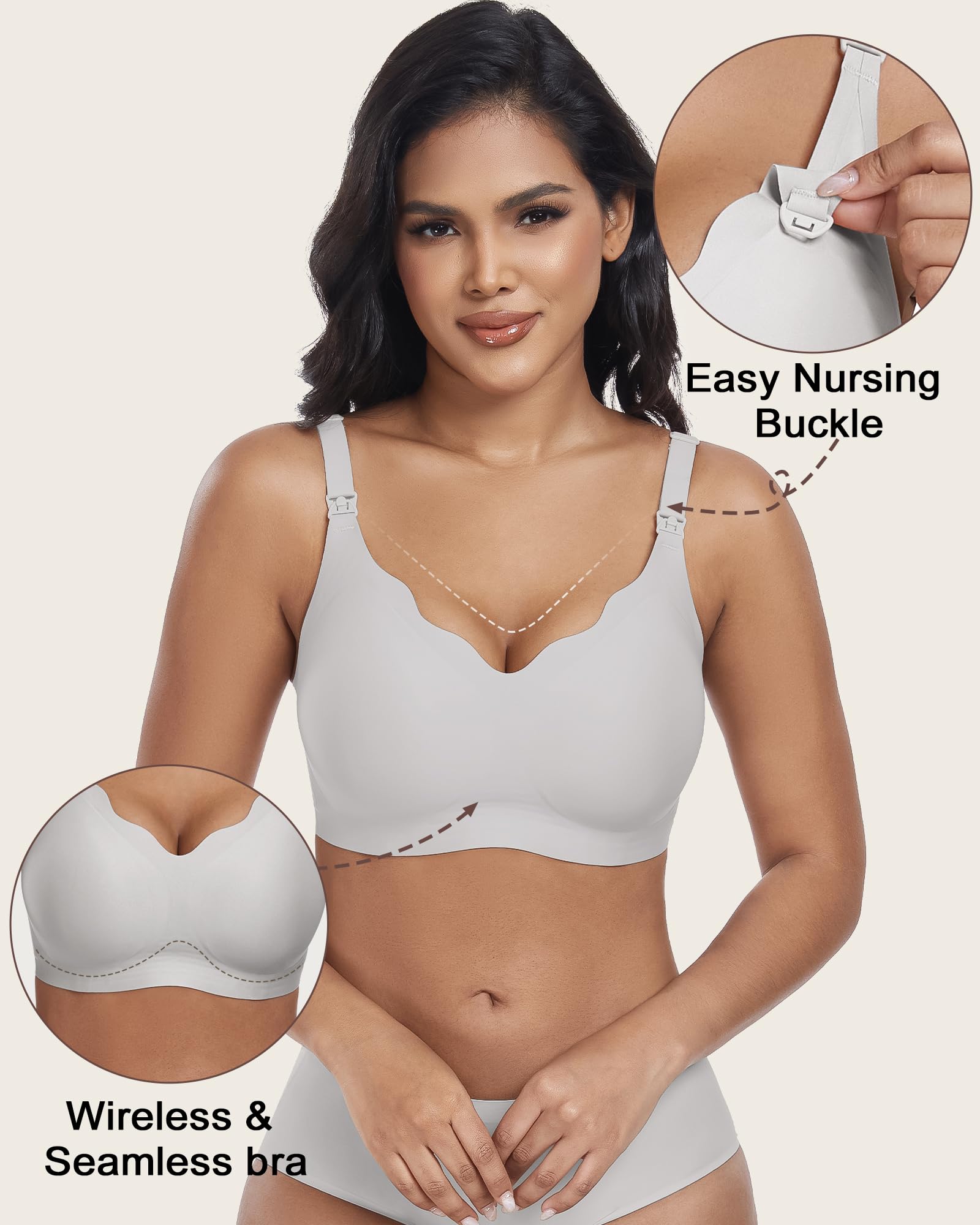 As Fairy Pumping Bra Hands Free Nursing Bras for Breastfeeding Maternity Bras for Pregnancy Breast Feeding (Grey M Plus)