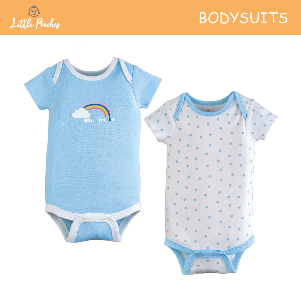 Little Peaches Baby Girl Clothes - 10 Piece Baby Girl Newborn Essentials, 100% Cotton Baby Layette Set, Newborn Girl Clothes- Baby Girl Clothes 0-3 Months - Rain & Shine