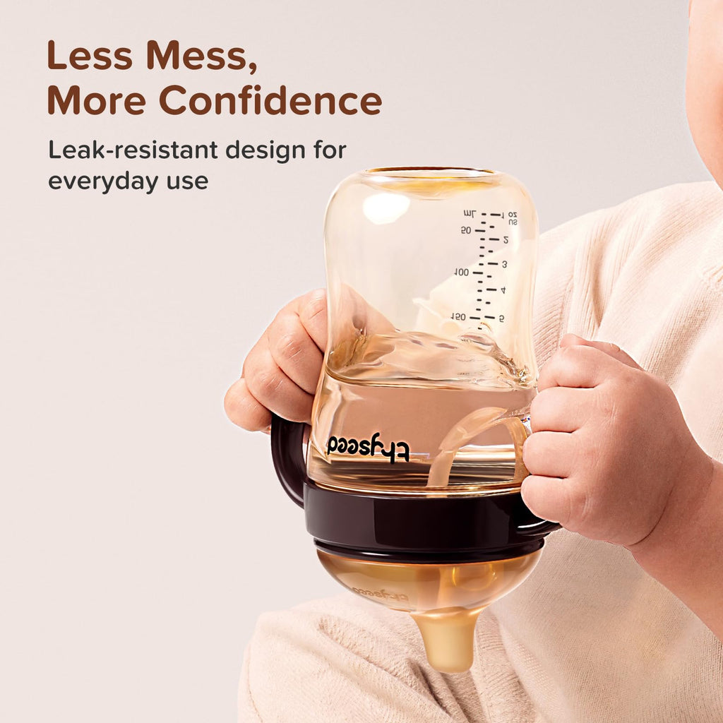 Thyseed Spill-Proof Weighted Straw Sippy Cup, Baby Transition Trainer, Soft Silicone Spout, BPA-Free, 6m+, 10 oz, 1 Pack