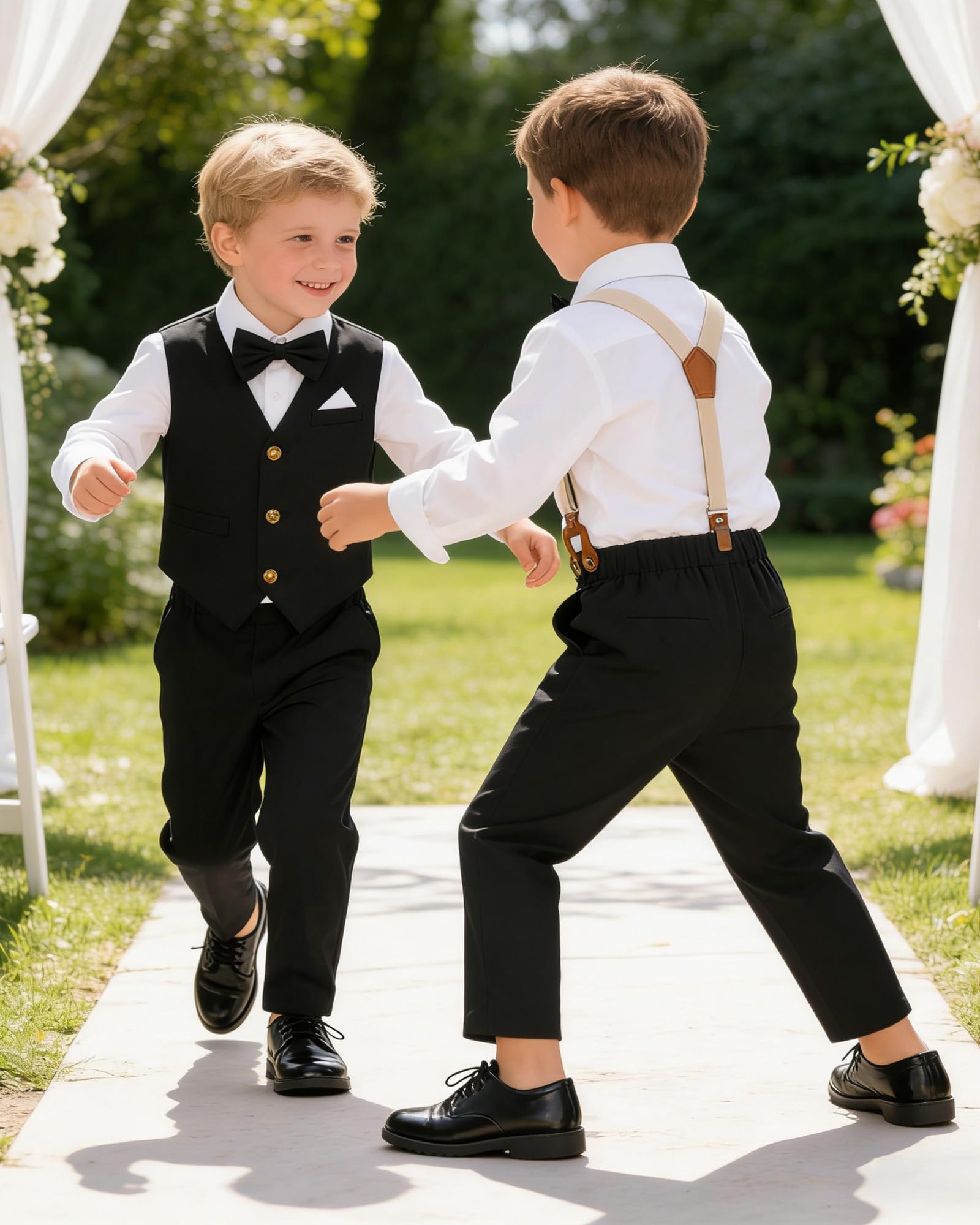 SANGTREE Boys Cotton Linen Formal Suit Linen Black 4-5T=Tag 130