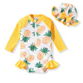 Aalizzwell 18-24 Months Baby Girls One Piece Long Sleeve Swimsuit Pineapple Bathing Suit Zip Up Swimwear Beach Wear Fruit