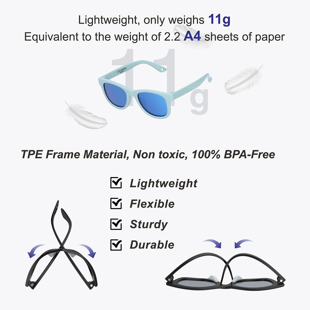 COCOSAND Flexible Polarized Baby Sunglasses with Strap & Silicone Nose Pads