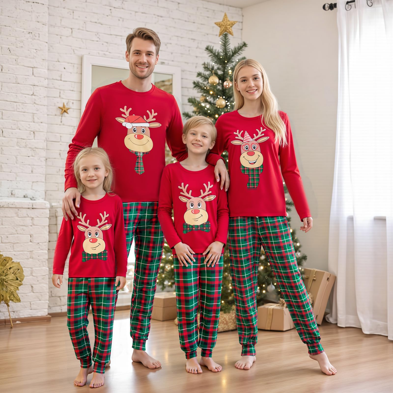 Awoscut Family Christmas Pajamas Matching Pajamas for Family, Xmas PJs Sets Holiday Sleepwear (#b-5, Dog, M)