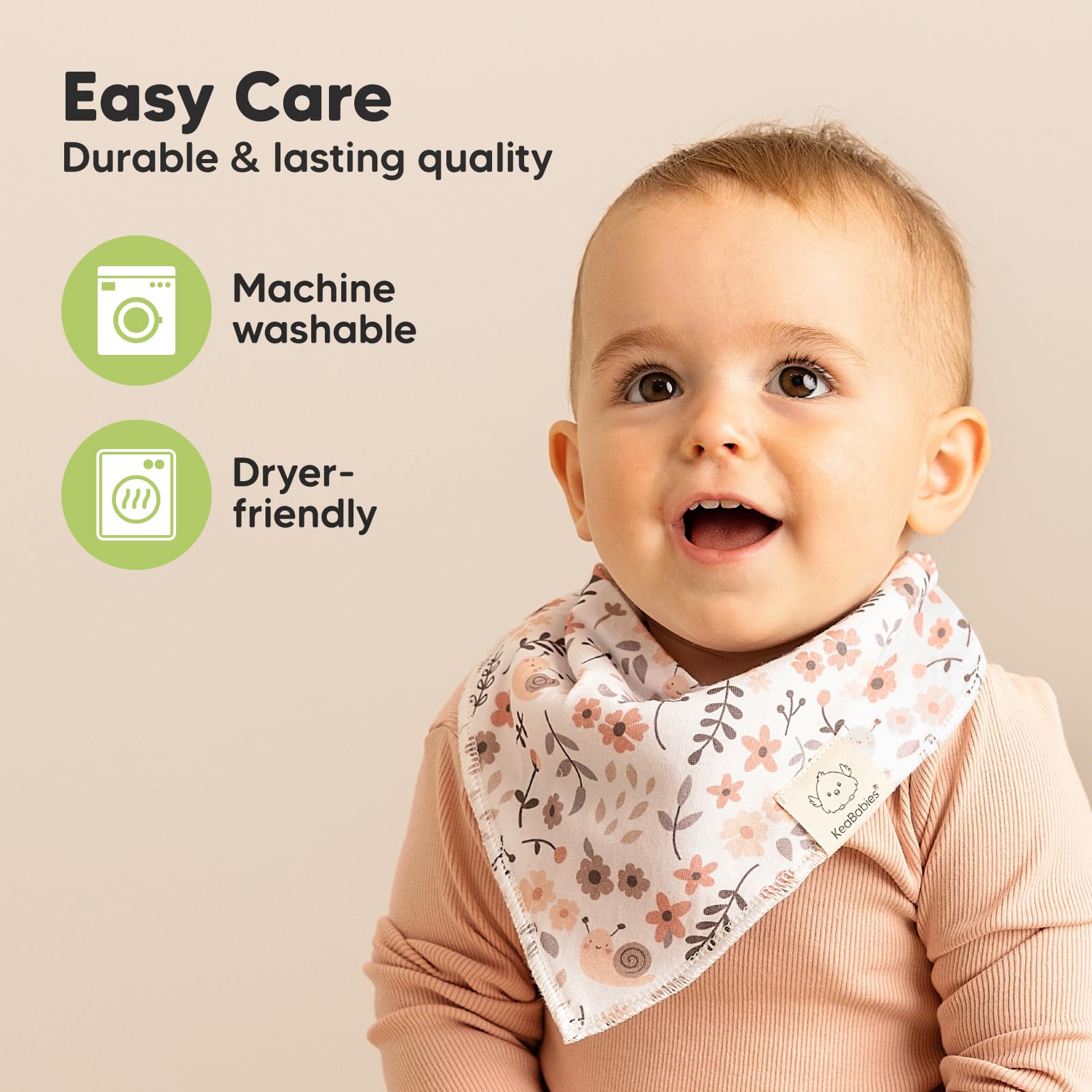 KeaBabies 8pk Organic Baby Bandana Bibs for Drooling and Teething (Bloom)