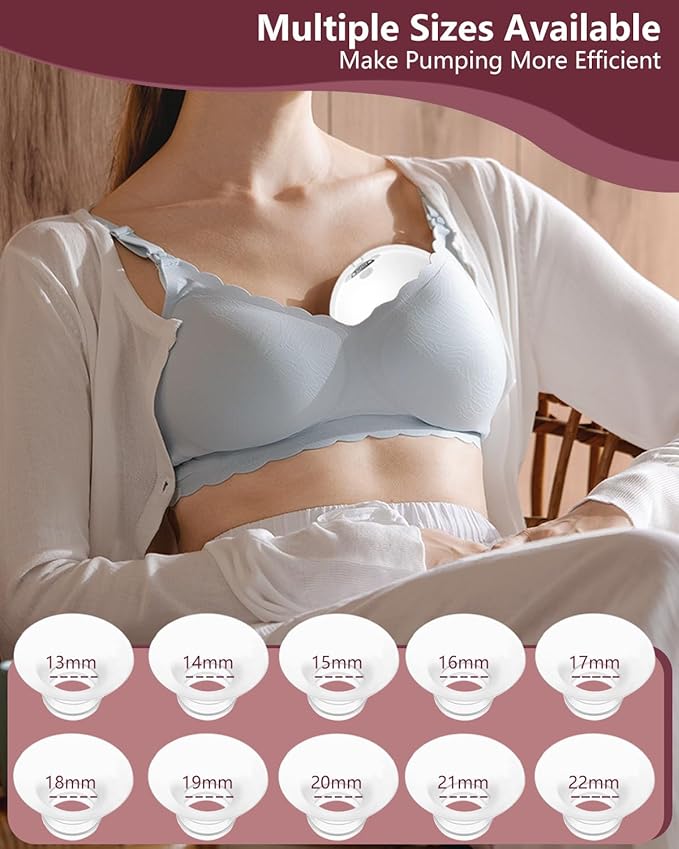 Flange Insert 13/15/17/19/21mm for Momcozy M9 M6 M5 V1 Pro V2 Pro S12 Pro S9 Pro, Compatible with Medela/Elvie/Spectra/Willow Go/eufy/Lansinoh Breast Pump, 10PCS
