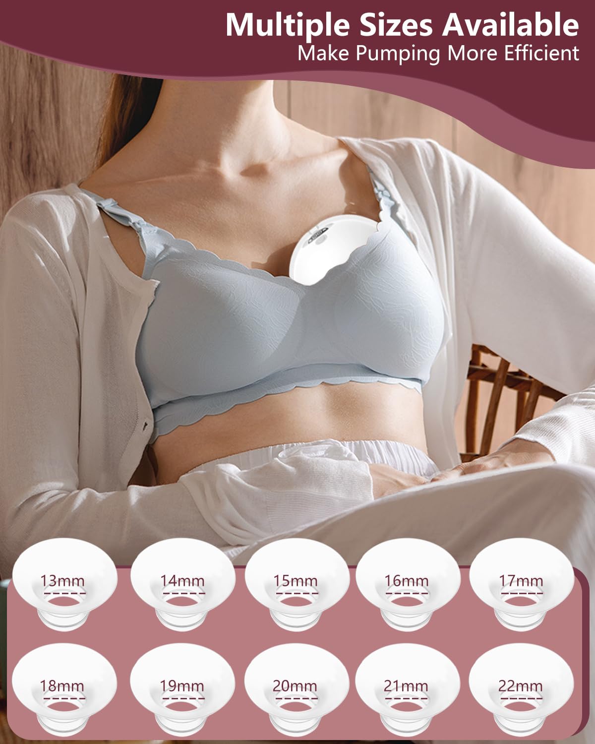 Flange Insert 21mm for Momcozy M9 M6 M5 V1 Pro V2 Pro S12 Pro S9 Pro, Compatible with Medela/Elvie/Spectra/Willow Go/eufy/Lansinoh Breast Pump, Breastfeeding Essential Kit, 2PCS