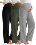 Neer 3 Pack Women's Maternity Lounge Wide Leg Pants 3Color L
