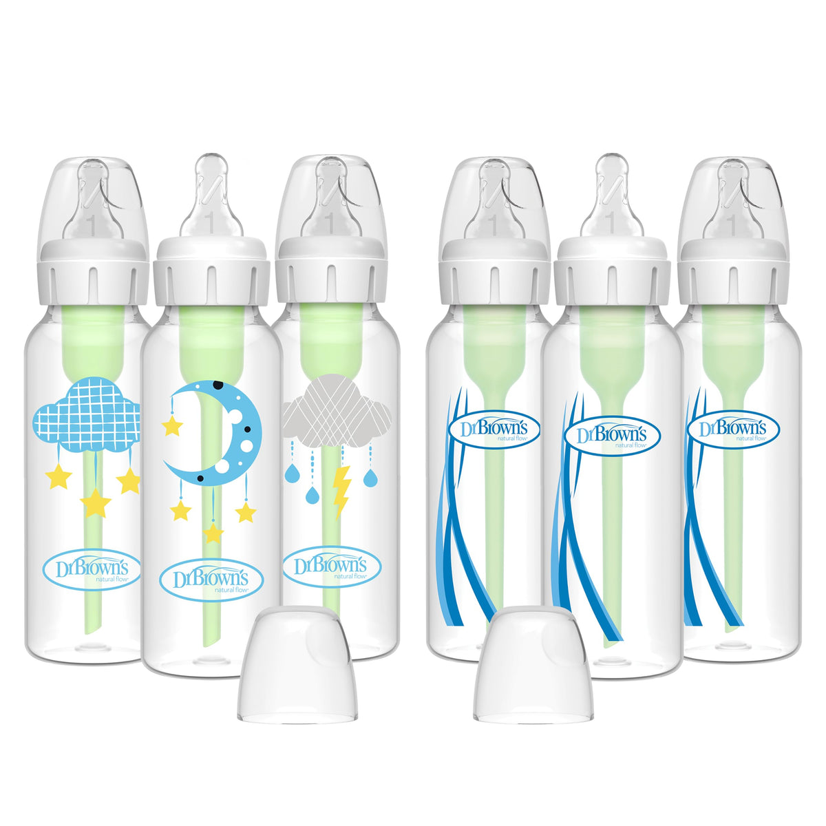 Dr. Brown’s Natural Flow® Anti-Colic Options+™ Narrow Baby Bottles 8 oz/250 mL, with Level 1 Slow Flow Nipple, 6 Pack, 0m+ Woodland Animals Gift Set
