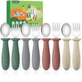 DRKIO 8 Pcs Toddler Utensils Set Kids Silverware with Forks and Spoons