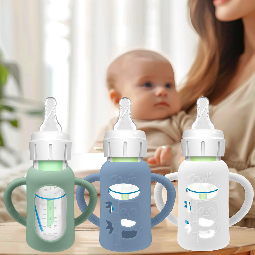 BUSOHA 3 Pack Silicone Sleeves for Dr Brown Glass Narrow Baby Bottle
