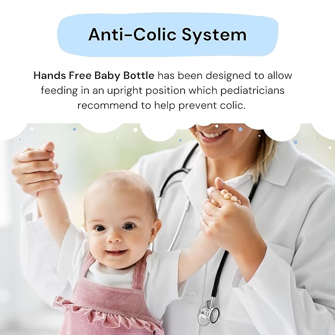Hands-Free Baby Bottle - Anti-Colic Nursing System 4 oz Baby Bottle with Fast Flow Nipple/Teat 3m+ Infant with Tube Straw Feeding System for Toddler (2 Pack - Dinosaur)