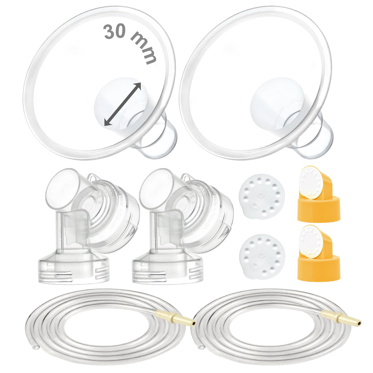 Maymom Breast Pump Kit Compatible with Medela Pump in Style Advanced Pump; 2xTwo-Piece 17mm Breastshield, 2 Valve, 4 Membrane, 2 Replacement Tubing; Replacement Part for Medela Shield, Valve