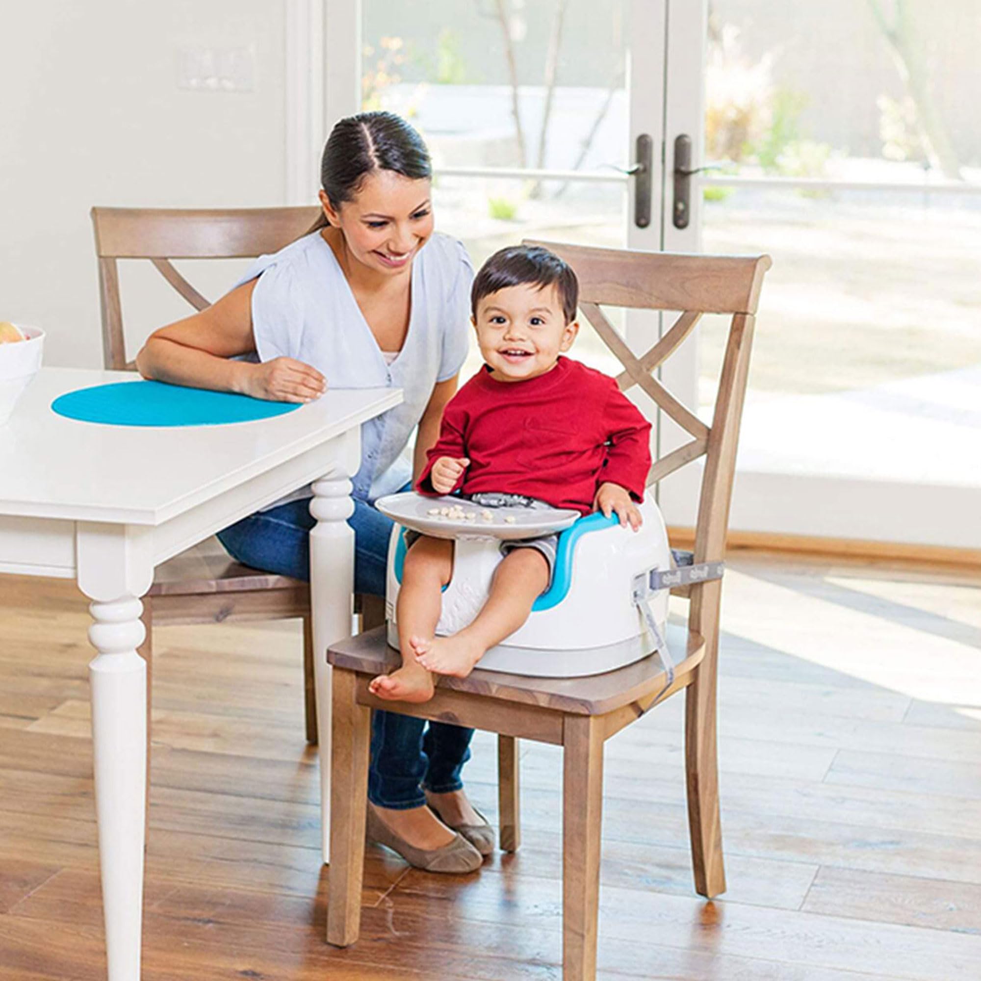 Bumbo 2 Pack 3-in-1 Multi-Seat for 6 to 36 Months, Travel Baby Feeding and Play Floor Seat, All-in-One Portable Booster with Tray & Toddler High Chair, Monsoon