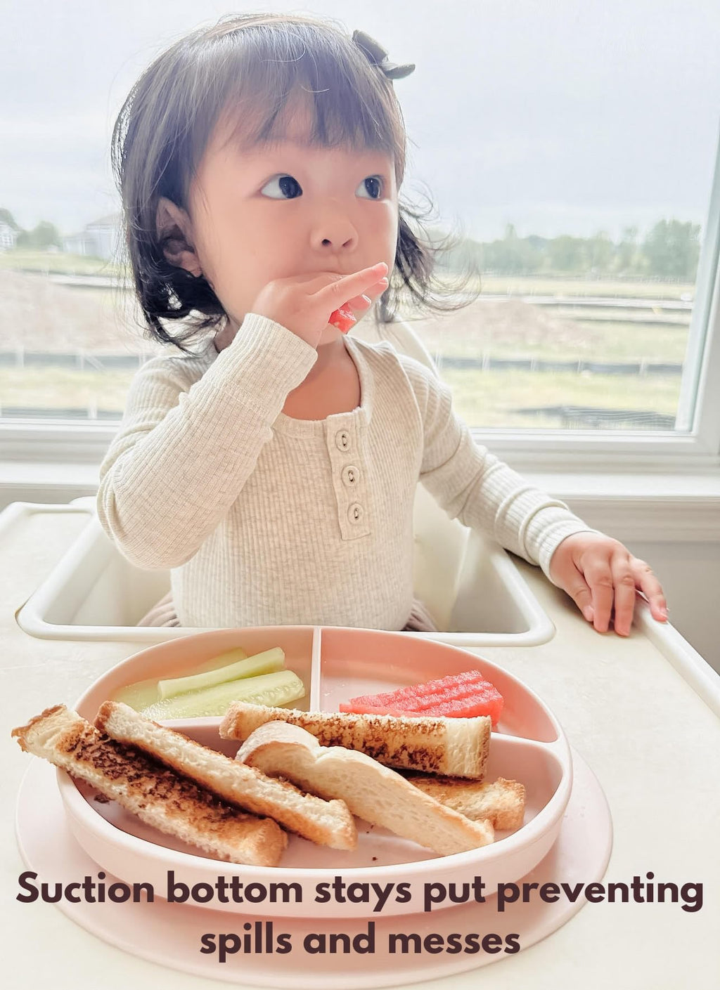 Ullabelle Toddler Plates & Bowls Complete Set w/Spoon - BPA Free 100% Food Grade Silicone - Microwave & Dishwasher Safe Baby Suction Plate, Bowl w/Lid, & Spoon - Pink