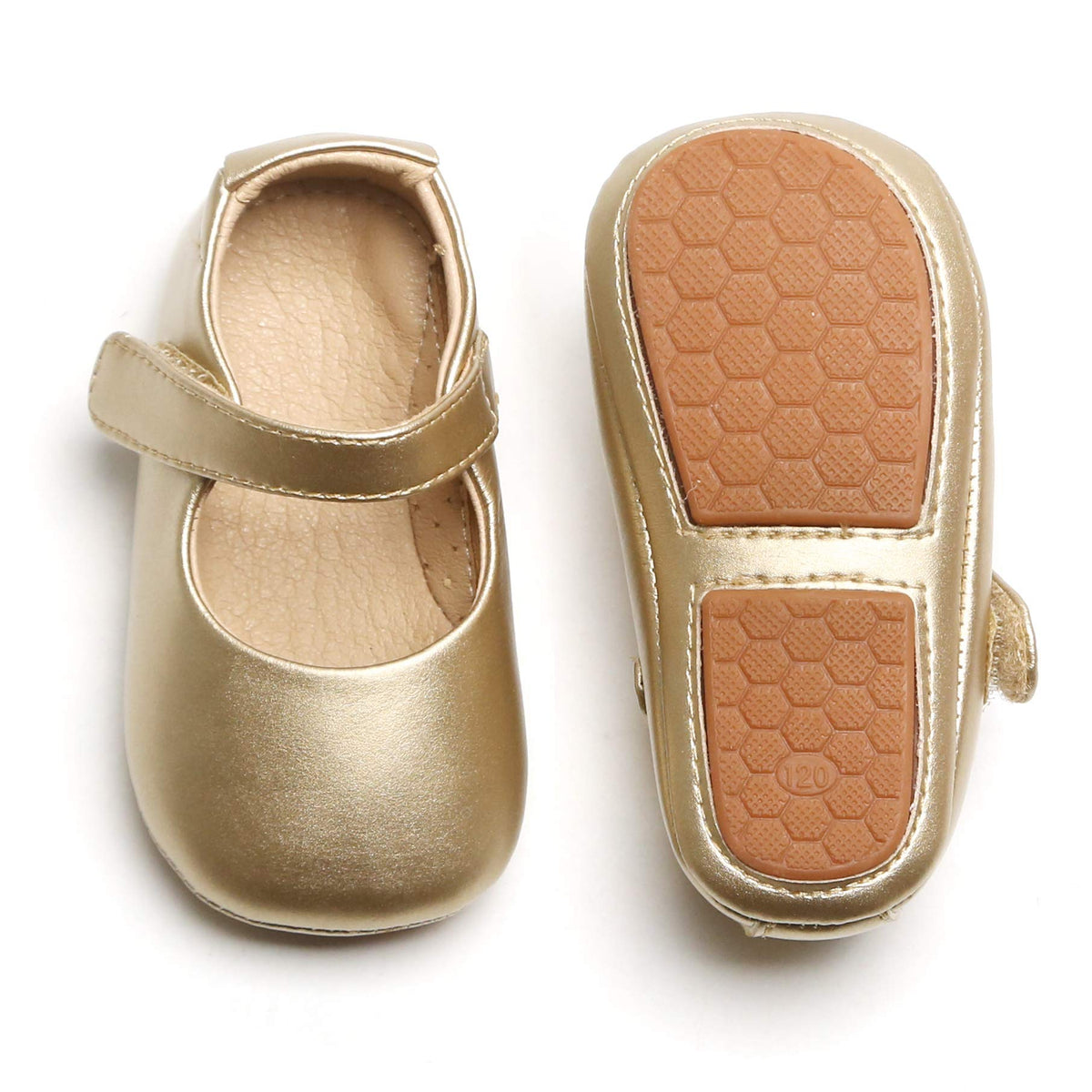Felix & Flora Gold Baby Shoes Girl 12-18 Months - Infant Baby Walking Shoes Moccasinss Rubber Sole Crib Shoes(Gold,12-18 Months)