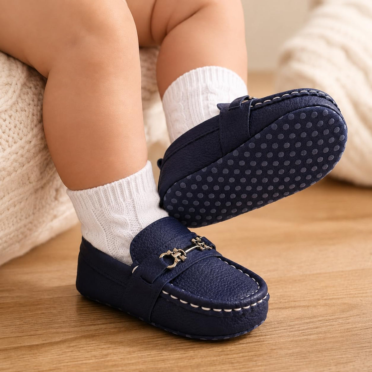 LONSOEN Baby Boys Girls Loafers Prewalker Dress Shoes,Brown 6-12M