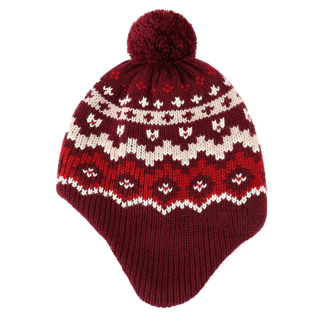 Duoyeree Kids Beanie Dinosaur Pom Pom Knit Winter Hat Fleece Lined for 1-7T