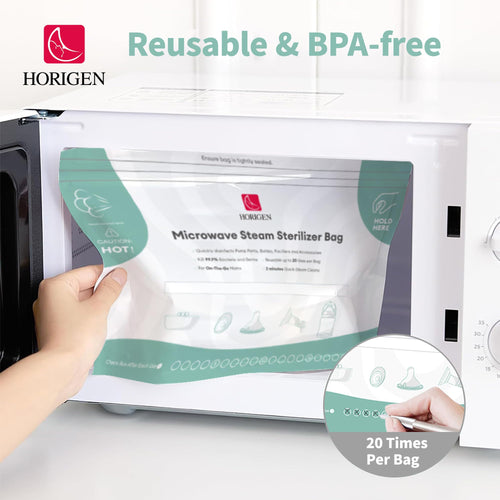 16 Packs Larger Microwave Sterilizer Bags, Reusable Baby Bottle Sterilizer Bags(20 Uses Per Bag), Microwave Steam Sterilizer Bags Great Cleaner for Baby Bottle and Pump Parts When Travel and Work