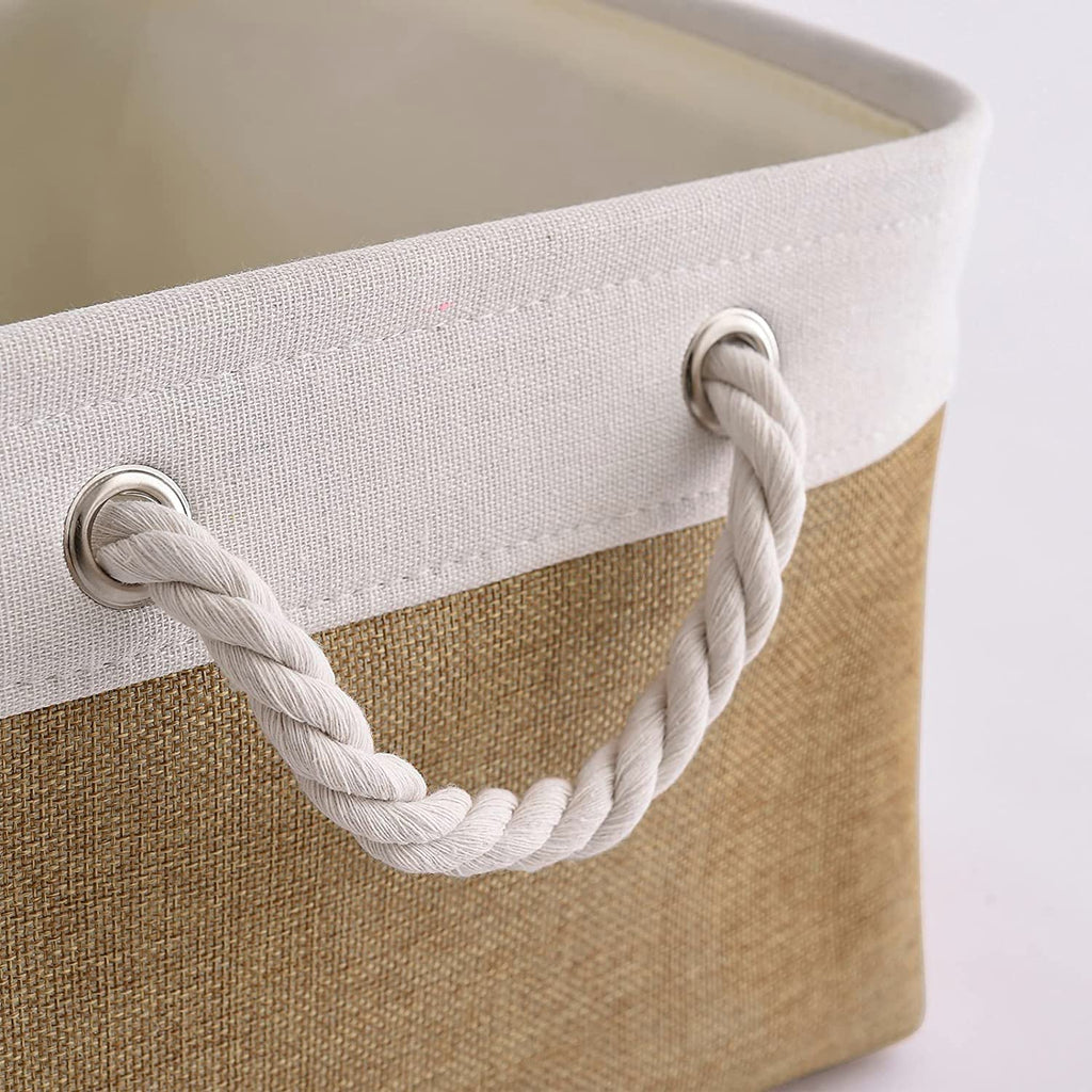 Sacyic Rectangular Fabric Storage Baskets for Organizing, Shelves, Decorative & Gift (White & Peru)