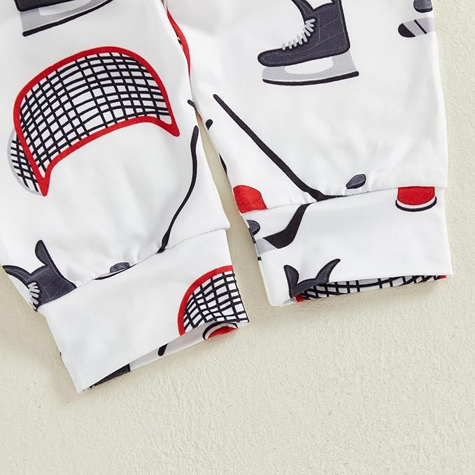 Baby Boy Hockey Outfit New Player in Town Long Sleeve Romper Long Pants Hat Set 3Pcs Newborn Fall Winter Clothes