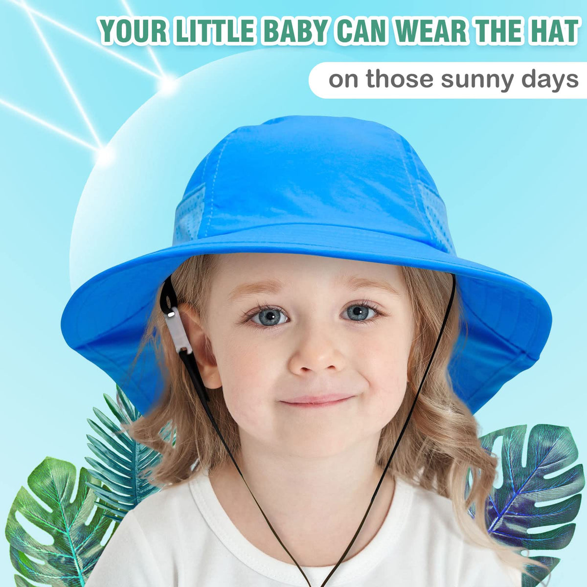 XIAOHAWANG Girls Sun Hat Baby Beach Hats Boys UPF 50+ Kids Summer Protection Cap Toddler Breathable Caps with Neck Flap (2-6Years,Light Green)