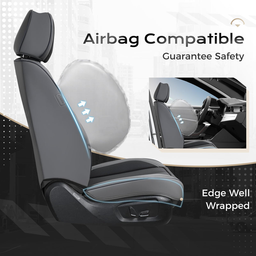 Coverado Car Seat Covers Full Set, Car Seat Protector Waterproof, Nappa Leather Car Seat Cushion, Seat Covers for Cars, Front Seats and Back Universal Fit for Most Cars