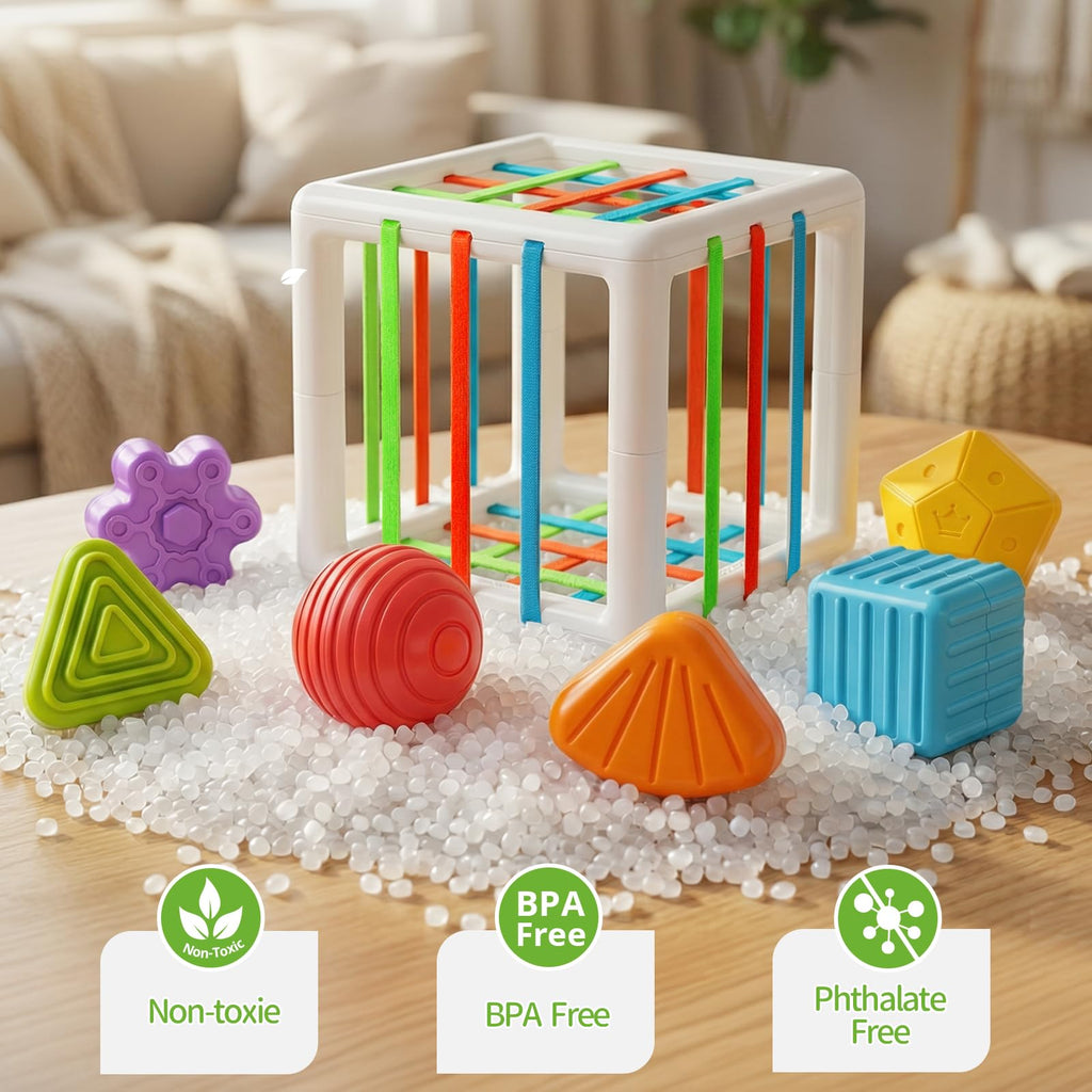 Aprilwolf Montessori Sensory Cube Toy for Toddlers
