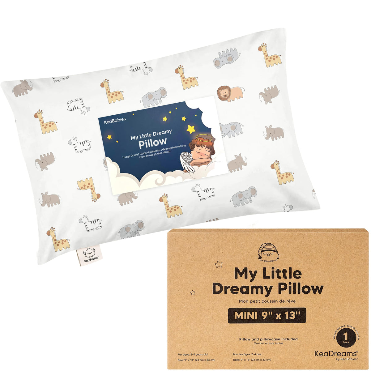 Mini Toddler Pillow with Pillowcase, 9x13 My Dreamy Pillow, Jungle Green