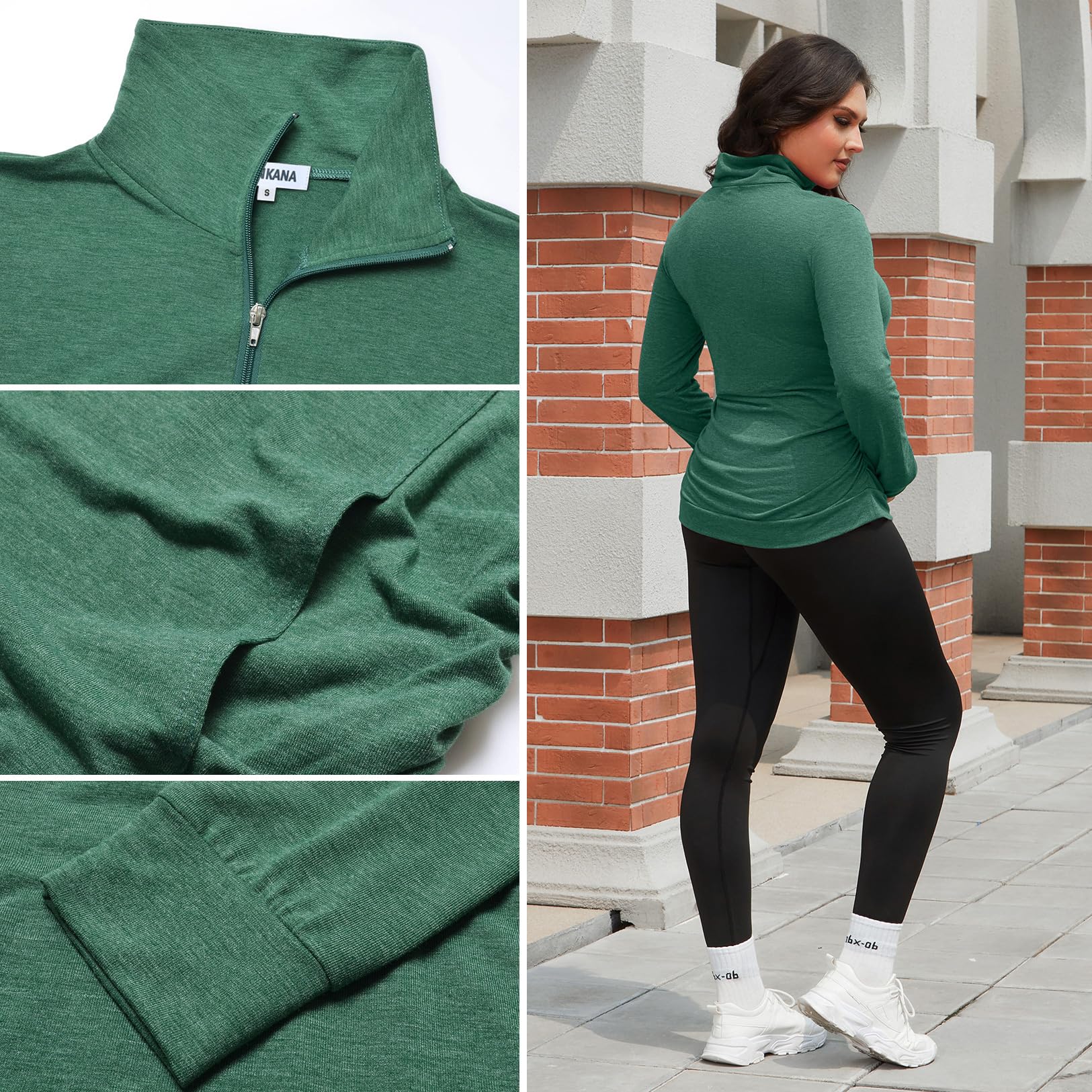 GINKANA Women's Maternity Sweatshirt Long Sleeve Kangaroo Pocket Shirt Casual Pregnancy Lapel Sweatshirt Half Zipper Tops,Burgundy+Green,M
