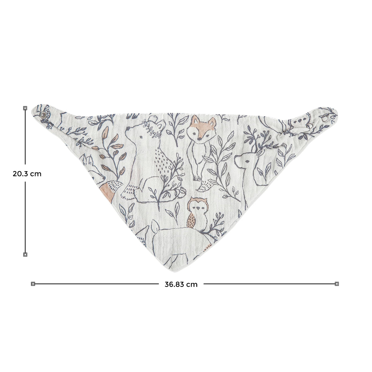 Crane Baby Soft Muslin Baby Bib Set, Adjustable and Absorbent Bandana Style Bibs for Boys and Girls, Woodland Animal, 3 Piece, 18.5” x 9”