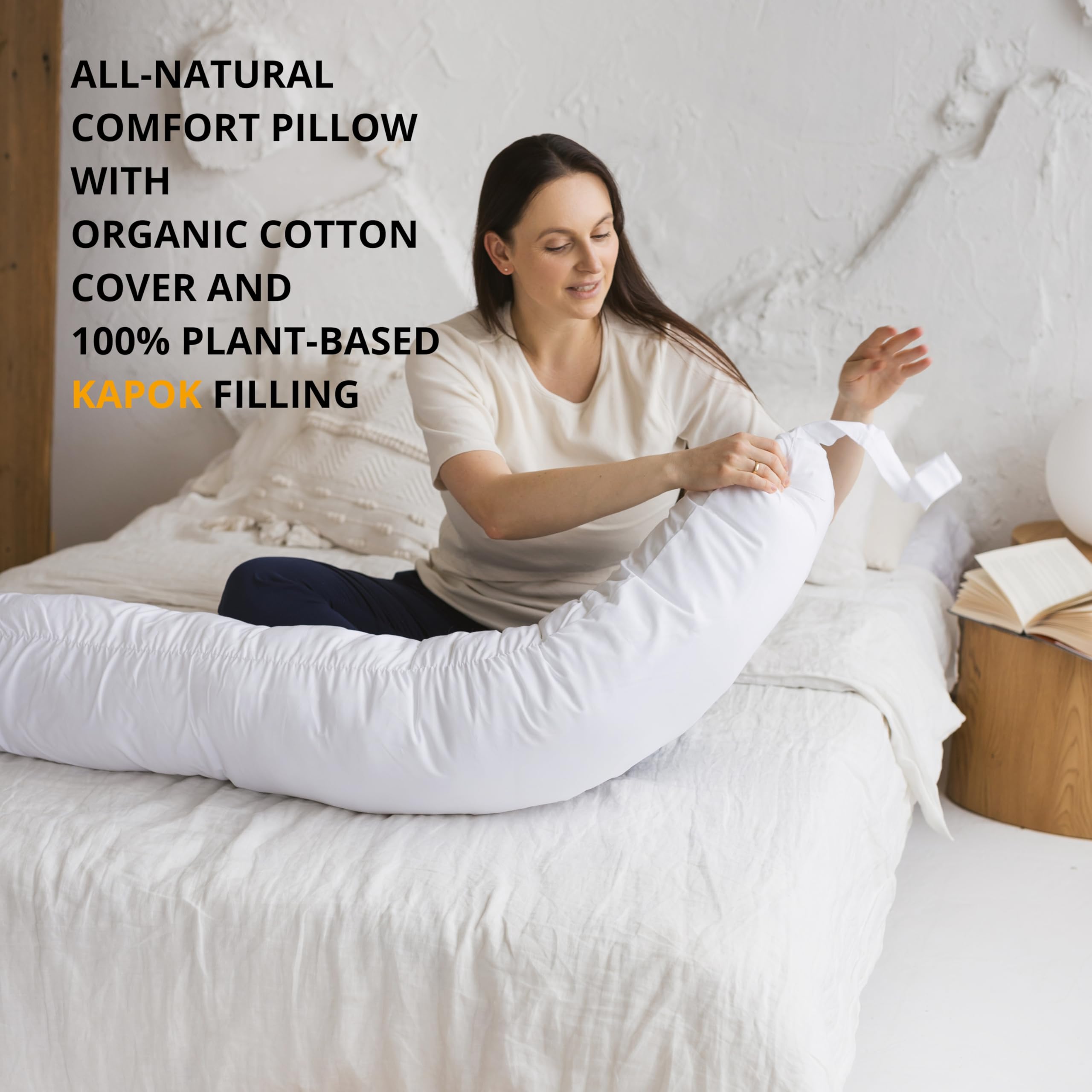 MINICAMP Full Body Pregnancy Pillow for Sleeping – Full Body Maternity Support Pillow for Back, Belly, Hips & Legs – Ergonomic Side Sleeper Pillow with Removable Washable Cover - Made in EU