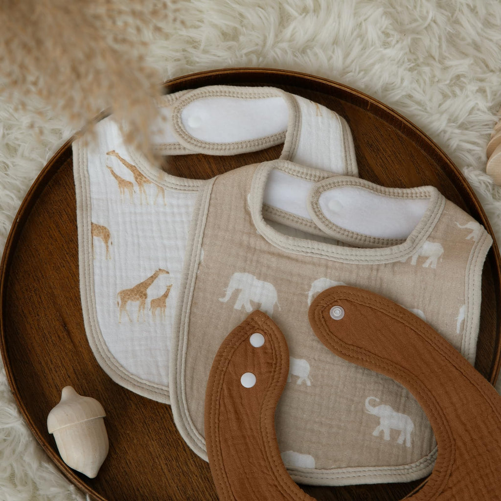 Muslin Baby Drool Bibs 10 Pack, Soft Cotton Infant Bib for Teething Newborn
