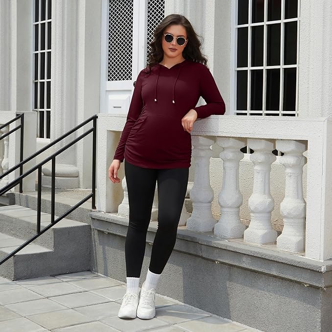 GINKANA Maternity Hoodie Long Sleeves Shirts Casual Maternity Top Pregnancy Sweatshirt Casual Clothes