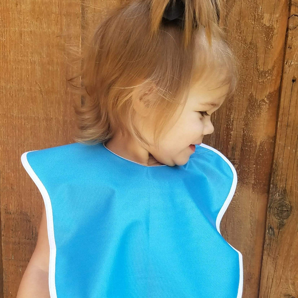 Toppy Toddler - 4 pcs Pastel Multi Color Large Waterproof Baby Bibs for 1-4 years old – Lightweight, Soft & Durable Fabric Bibs with Snap Buttons for Girls and Boys, Dryer safe and Easy to Clean
