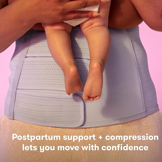 Frida Mom Belly Binder, Postpartum Essentials for Natural and C-Section Recovery, Adjustable Compression Wrap, After Birth Brace, Abdominal Band, 9" High