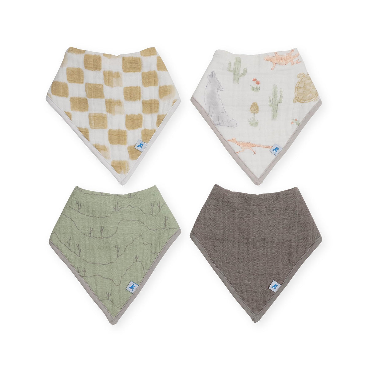 Little Unicorn Baby Bandana Bib 4 pack | Absorbent, Extra Soft Cotton for Drooling & Teething | Adjustable fit (Dino Friends)