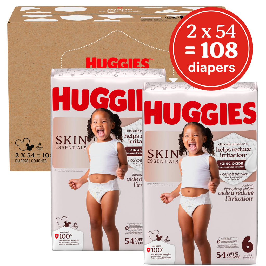 Huggies Skin Essentials Diapers Size 6, 108 Count (2 Packs of 54)