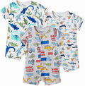 3-Pack 100% Cotton Baby Boy Rompers,0-24Months Short Sleeve Toddler Romper,Breathable Spring/Summer Clothes