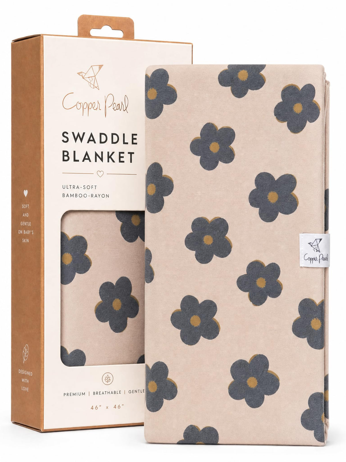 Copper Pearl Swaddle Blankets for Newborns | Soft Stretchy Receiving Blankets for Boys and Girls | Large 46 x 46 Inch Baby Blankets | Lightweight and Breathable Swaddles | Strawberry