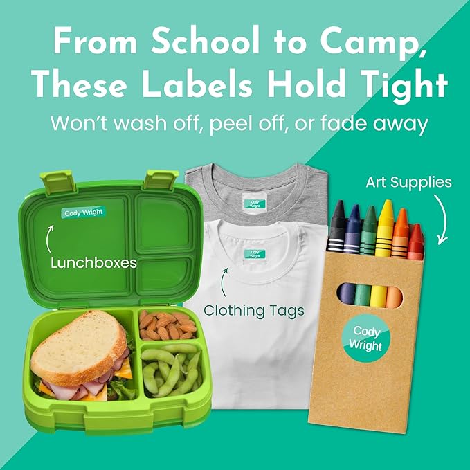 Name Bubbles - Basic Daycare Name Stickers for Kids (144 ct) - Personalized Waterproof Name Labels for School Supplies, Clothing Tags, Baby Bottles, All Ages - Washable Stick-On Labels (Color Combos)