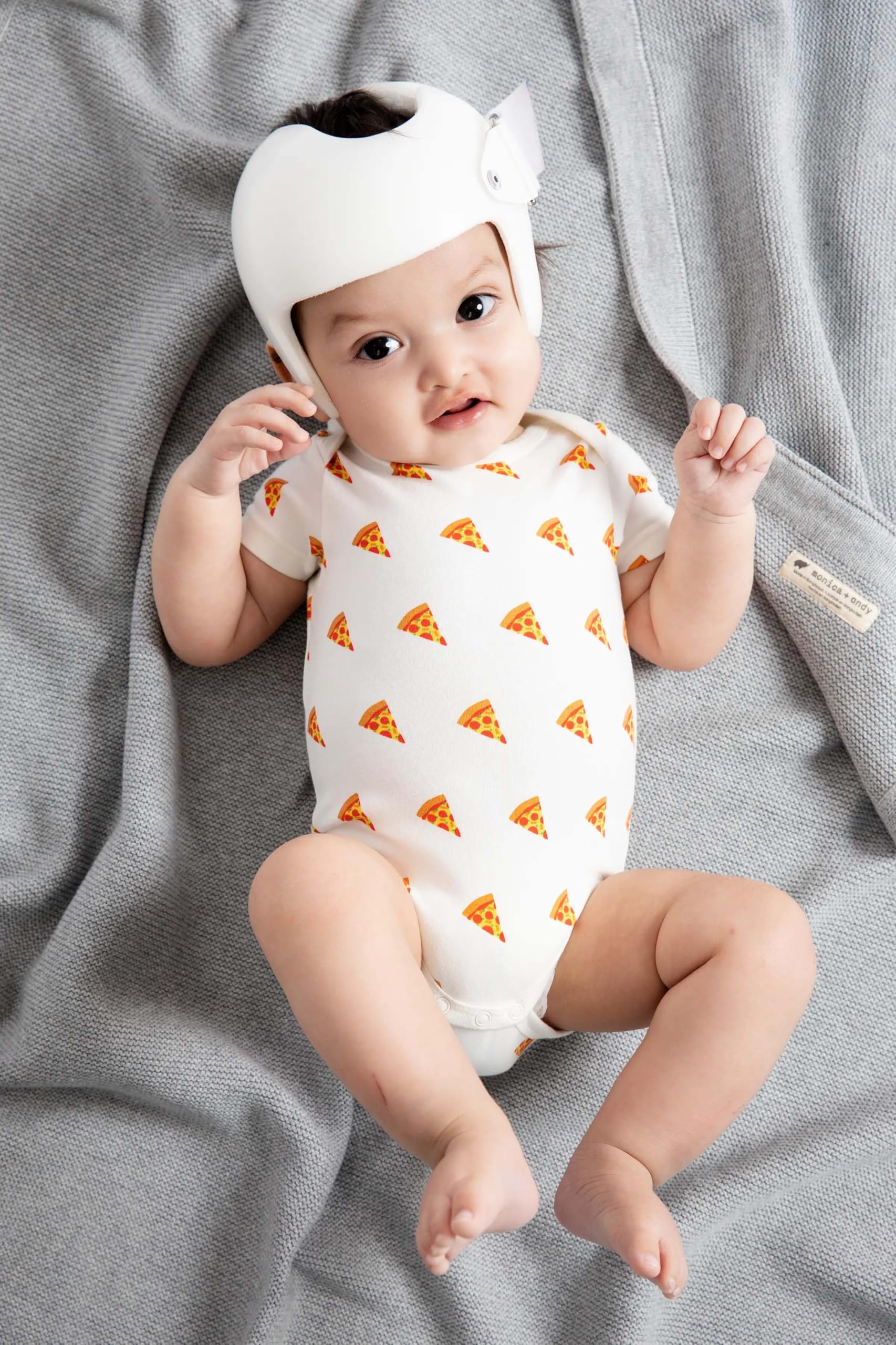 MONICA + ANDY Short Sleeve Jack & Jill Bodysuit 3-Pack, Size Preemie, Pizza Print, 100% Organic Baby Clothes for Boys & Girls, Super Soft Sustainable Cotton, Infant, Newborn & Toddler Sizes