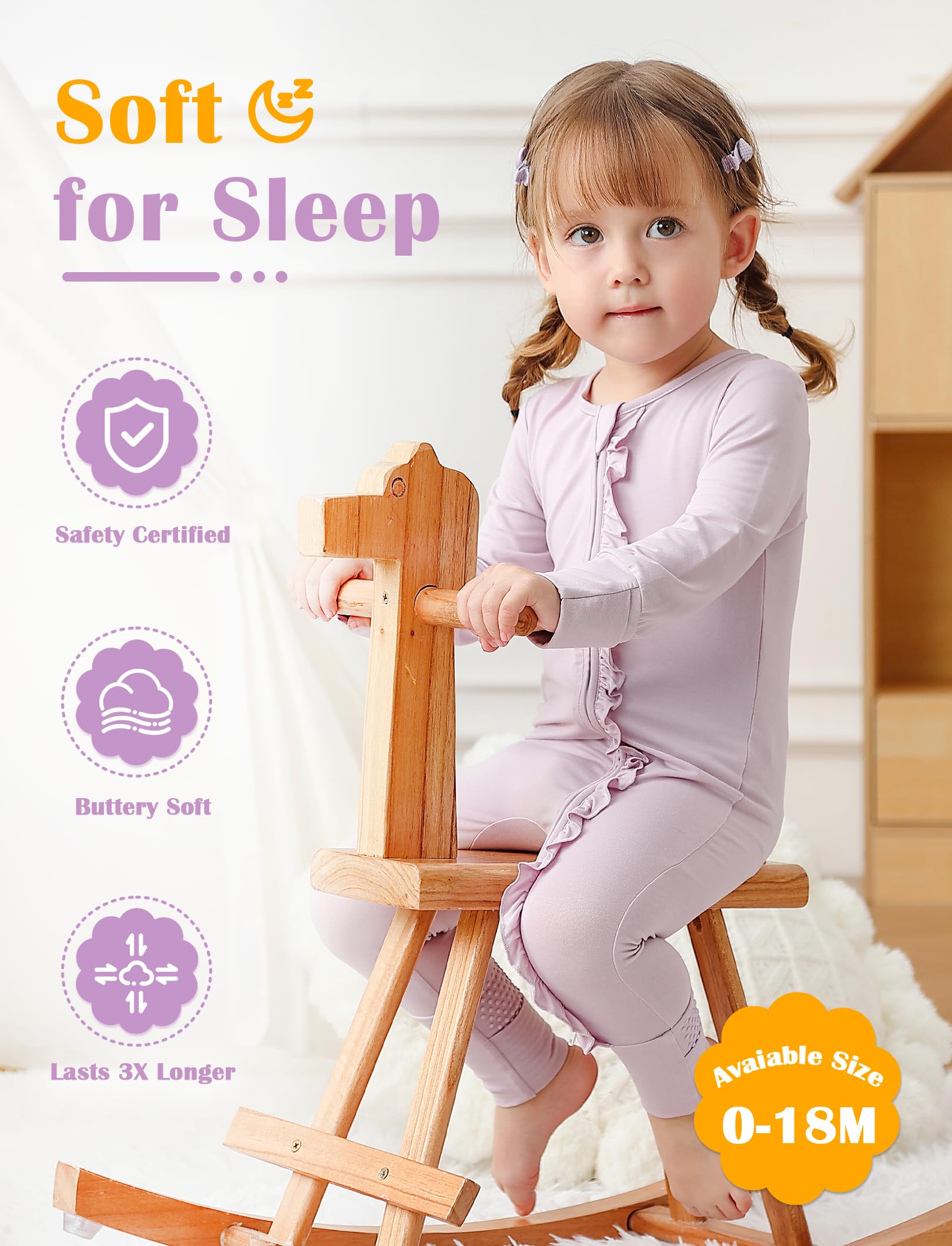 JunNeng Baby Girl Viscose from Bamboo Sleeper Pajamas with Mitten Cuffs