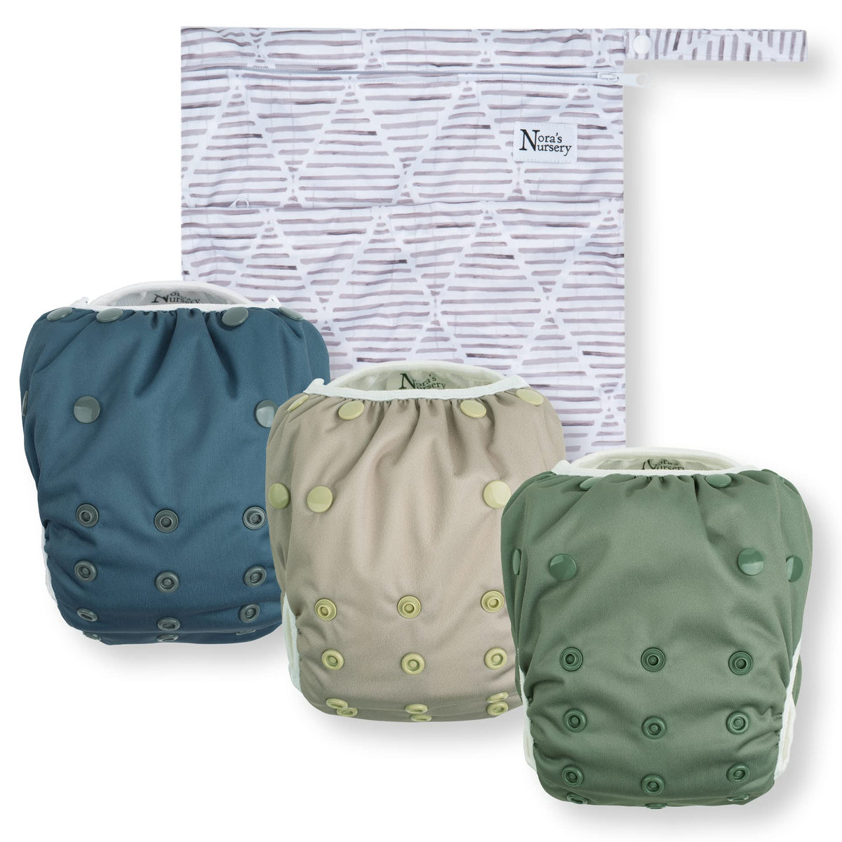 Nora's Nursery Swim Diapers with Wet Bag | 3 Pack | One Size Fully Adjustable