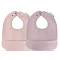 Bleu La La Vegan Leather Easy Clean Baby Bibs with Pocket and Snaps for Infants 0-12 Months (Blush Pink + Mauve)
