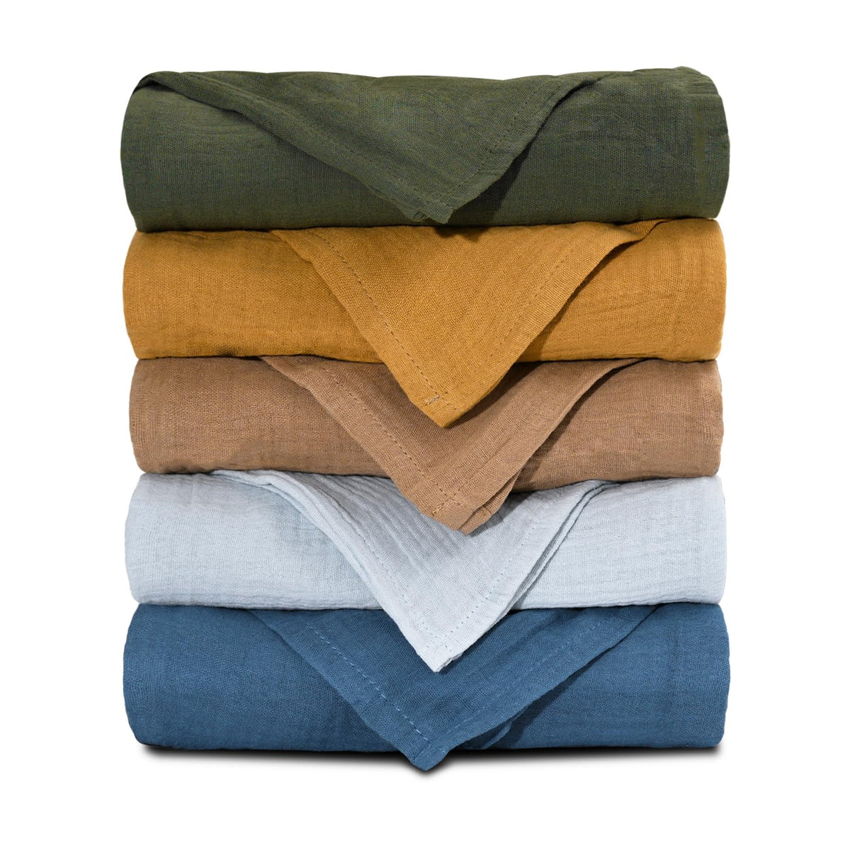 Muslin Receiving Blankets 5 Pack, Soft Swaddle Wraps for Newborn Babies